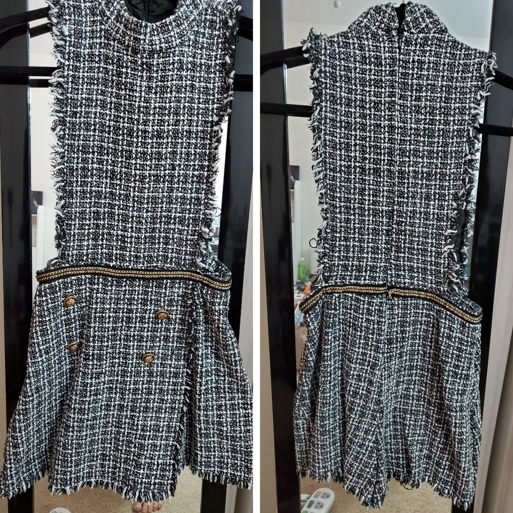 Shein tweed mock neck jumpsuit romper